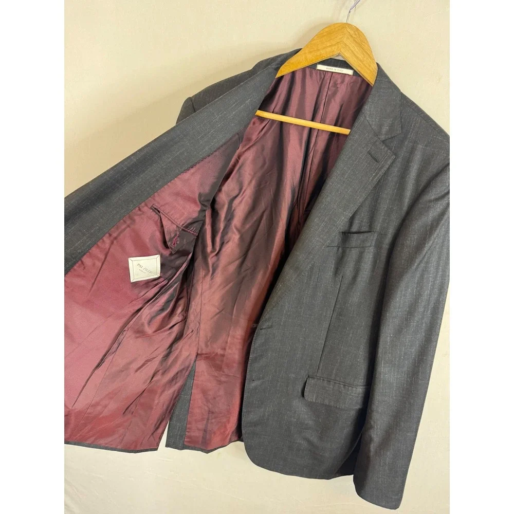 Pal Zileri Henry Singer Mens Wool Silk Linen Blazer Charcoal Grey Italy 54 / 44R